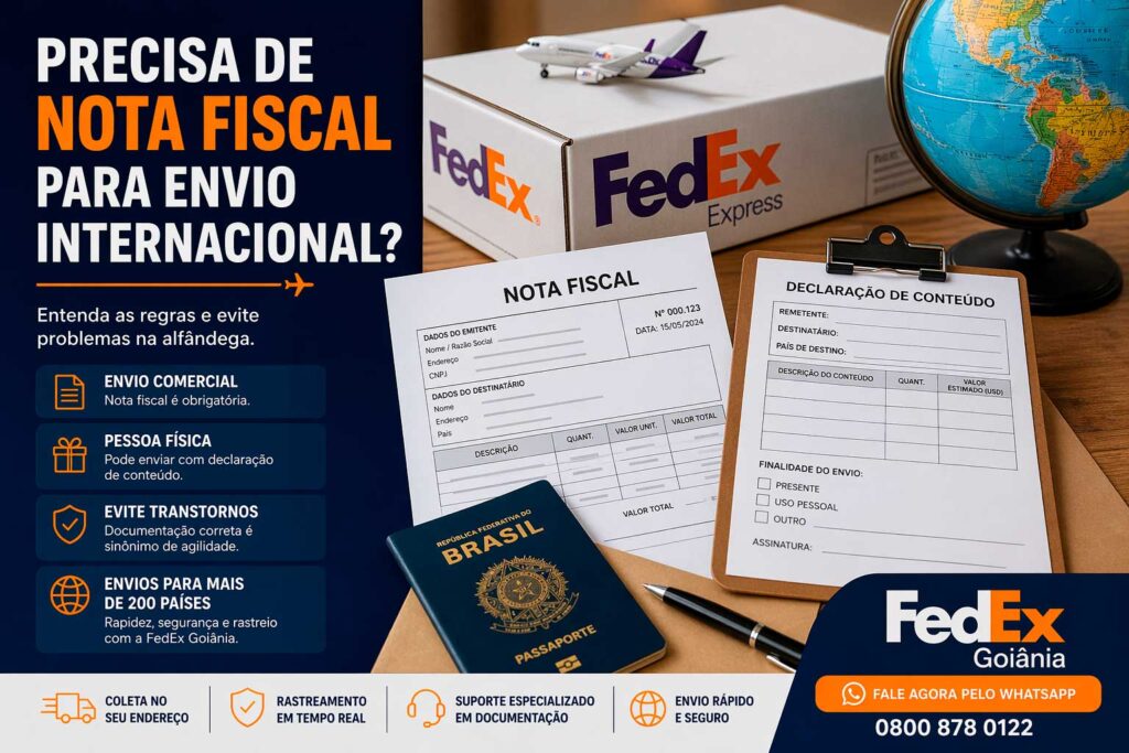 Documentos necessários para envio internacional com nota fiscal e declaração de conteúdo