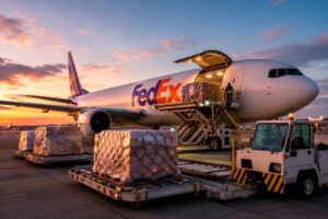 Empresa de frete internacional em Goiânia realizando envio expresso pela FedEx com atendimento especializado